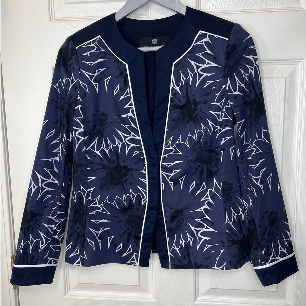 Rena Lange Navy and White Floral Blazer